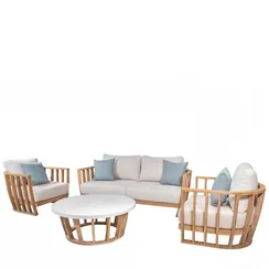 Комплект уличной мебели Woodland из массива эвкалипта, диван, 2 кресла, столик