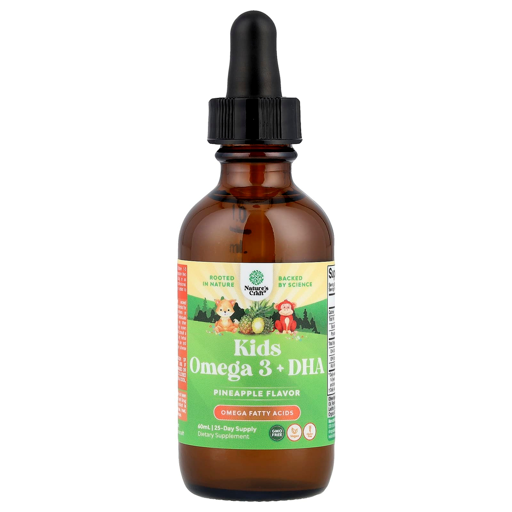 Nature's Craft, Омега 3 и ДГК для детей, ананас, 60 мл (2 жидк. Унции)