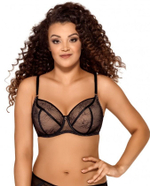 Бюстгальтер с плотными, покрытыми сеткой чашками plus size с геометрическим рисунком (Размер: 95F) (Цвет: черный)