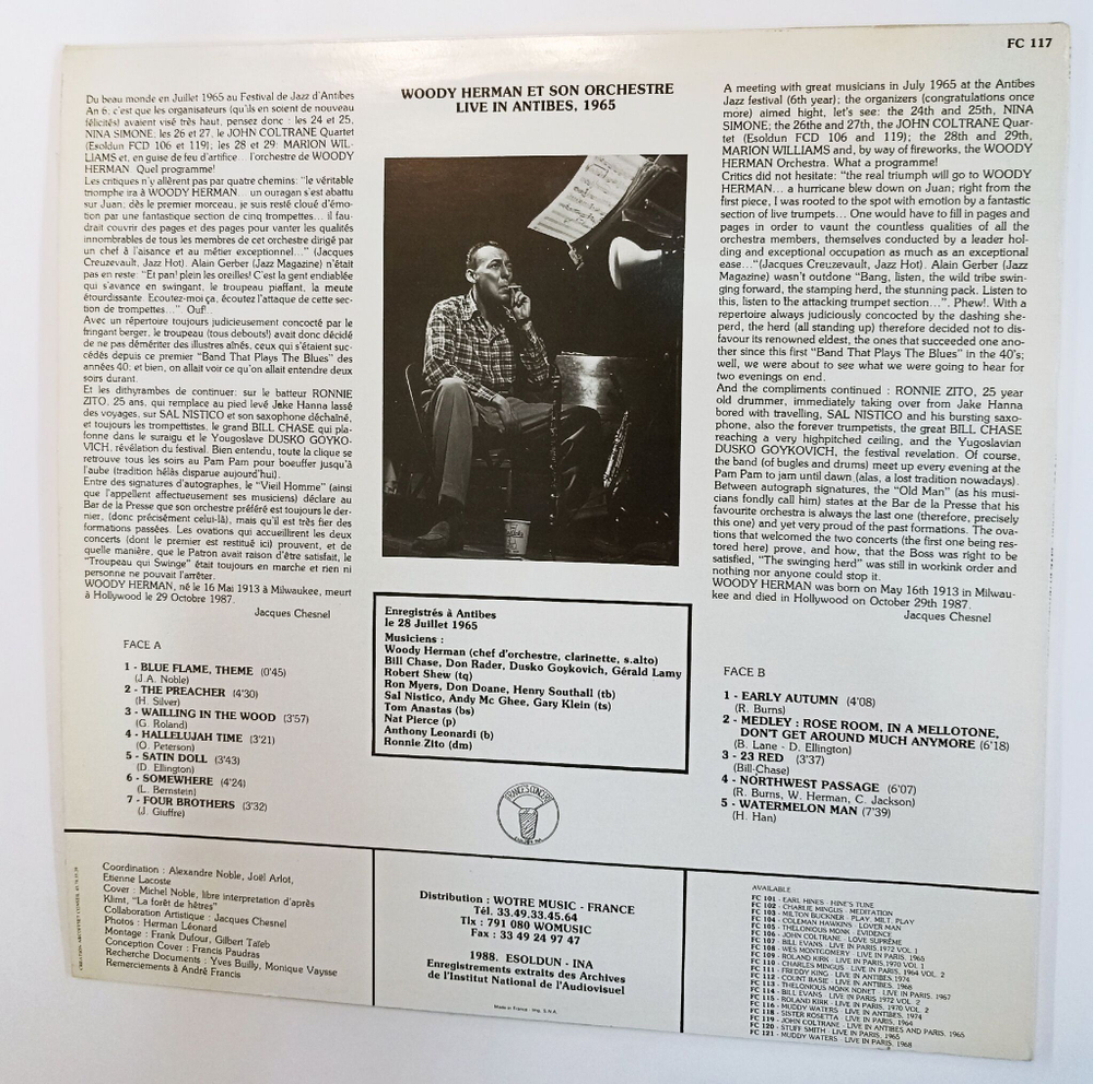 Винтажная виниловая пластинка LP Woody Herman Live In Antibes, 1965 (France 1988)