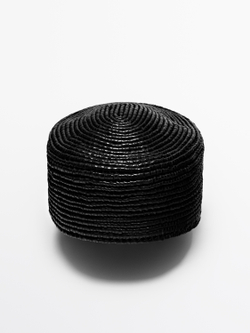 Massimo Dutti Шапка-бини из кожи наппа, черный