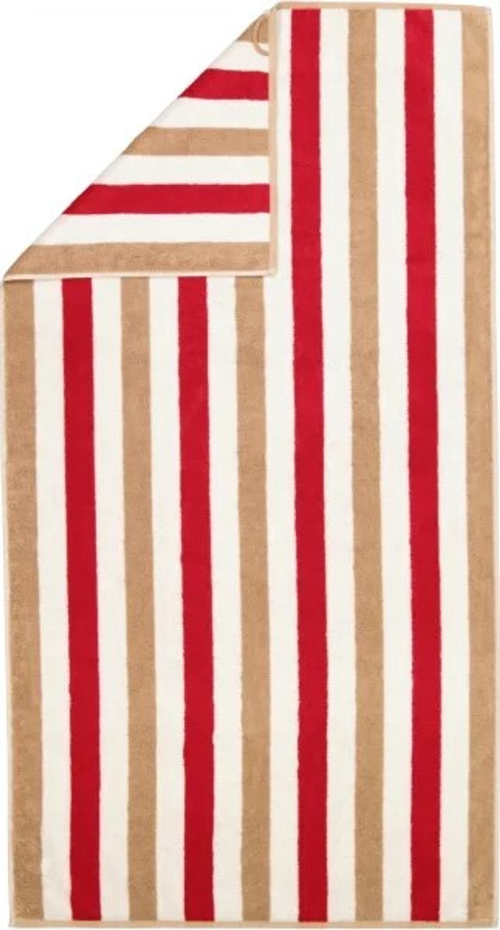 Полотенце 70х140 Cawo 6213 бежевое/красное