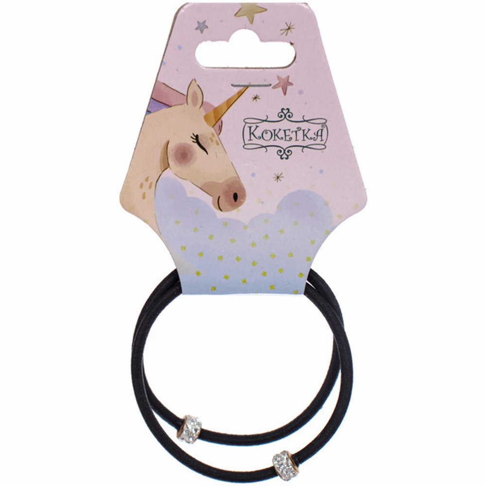 Резинки для волос 2шт «ЕЖЕВИКА», бусинки, цвет черный, d-5см (Подвес Кокетка Единорог)