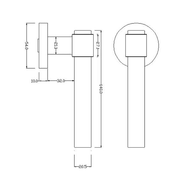 Размеры дверной ручки AXEL-T ZR