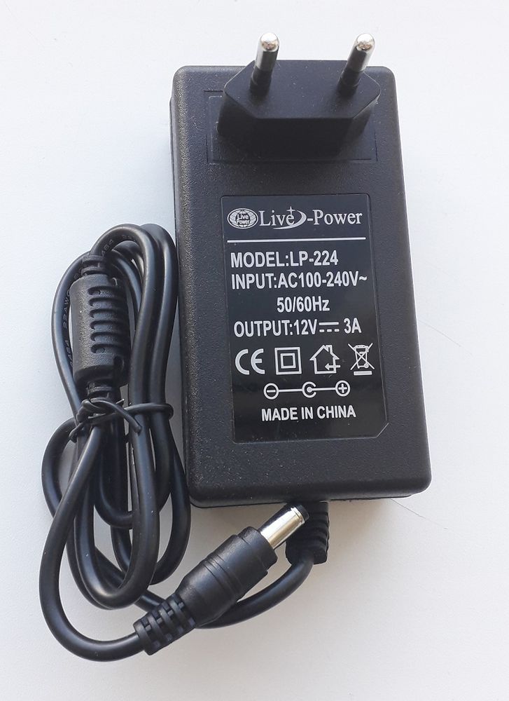 Блок питания Live-Power LP-224 12В, 3A адаптер 220-12V/3A, штекер 5.5*2,5 мм