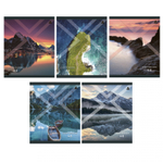 Тетрадь 48л., А5, клетка, Alingar "Необычный пейзаж", скрепка, мелованый картон ( стандарт), блок офсет, 5 дизайнов в пленке т/у