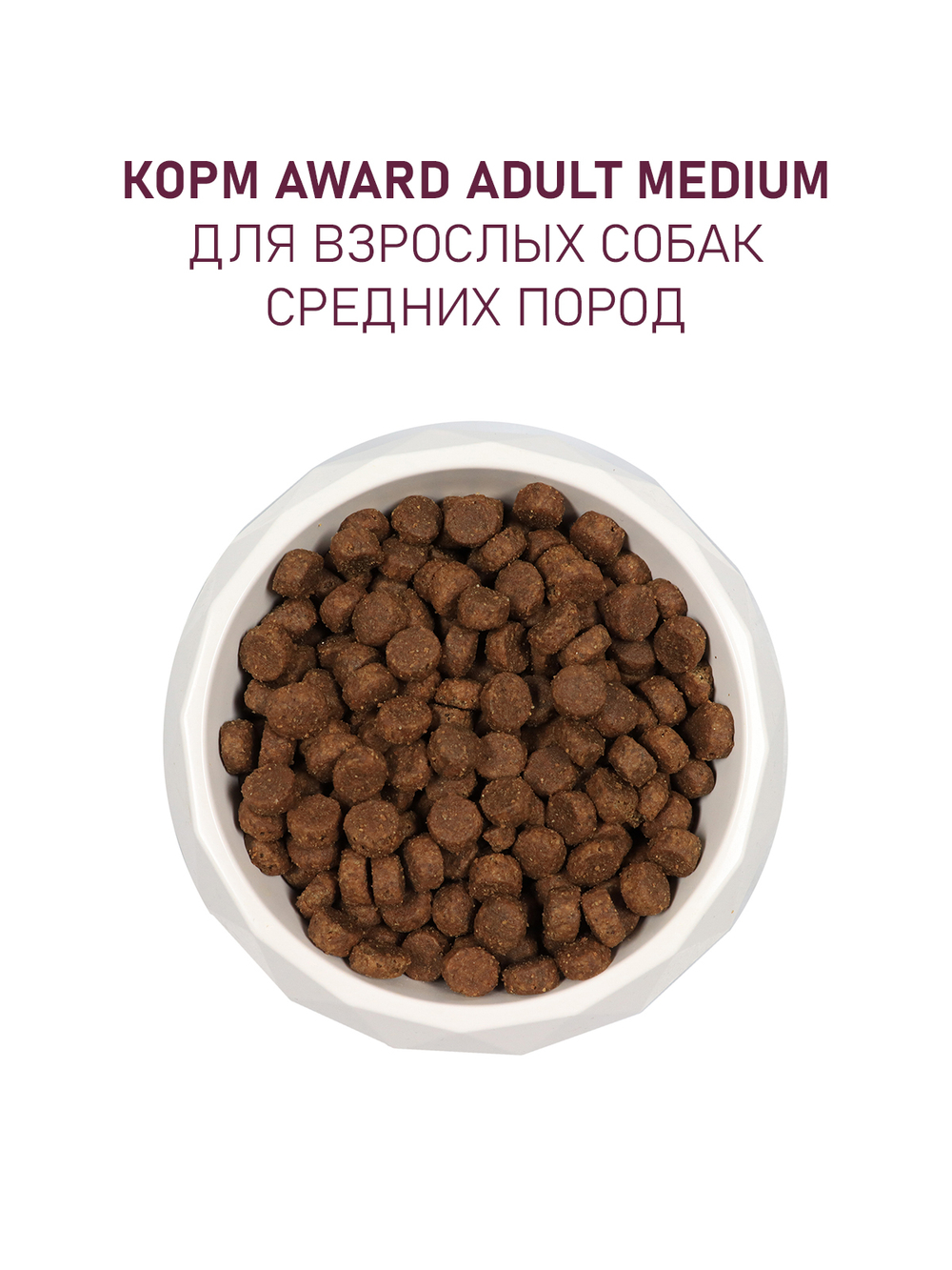 Сухой корм AWARD для взрослых собак средних пород с индейкой и курицей с добавлением моркови и черной смородины