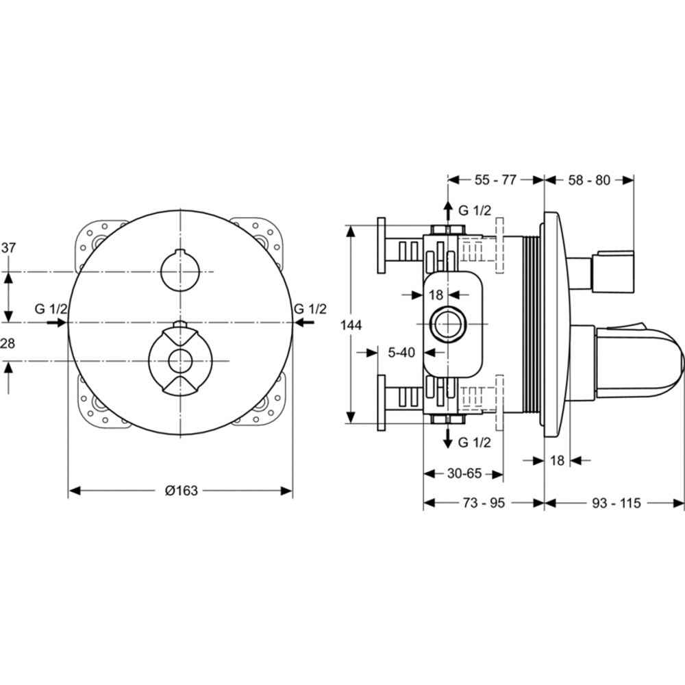 CERATHERM 100 Встраиваемый индивидуальный термостатический смеситель для душа A4659AA
