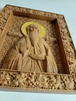 Освященная Икона Св. князя Олега резная из дуба 17х14см