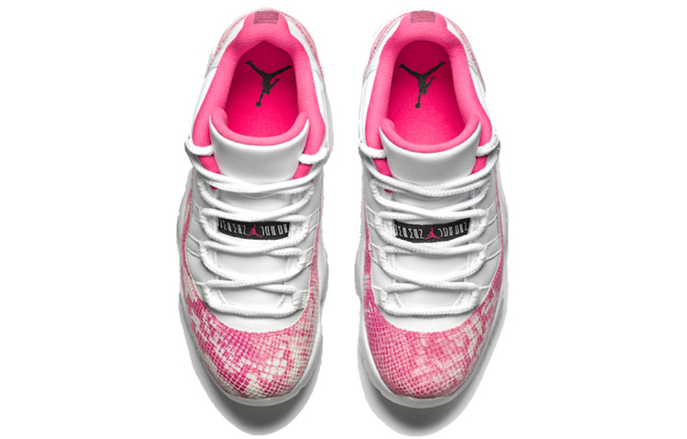 Jordan Air Jordan 11 pink snakeskin powder snake shock absorption anti-slip wear low help vintage basketball shoes white powder