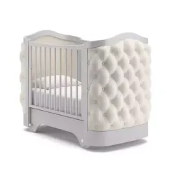 Детская кроватка с маятником Гандылян Тиффани декор пуговицы Белая ночь