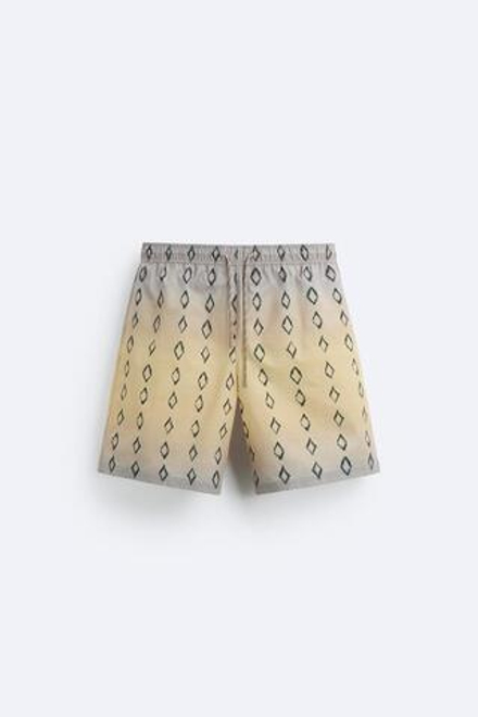 ZARA ДЛИННЫЕ ПЛАВКИ С ПРИНТОМ С ЭФФЕКТОМ ОМБРЕ, ПАСТЕЛЬНО-ЖЕЛТЫЙ