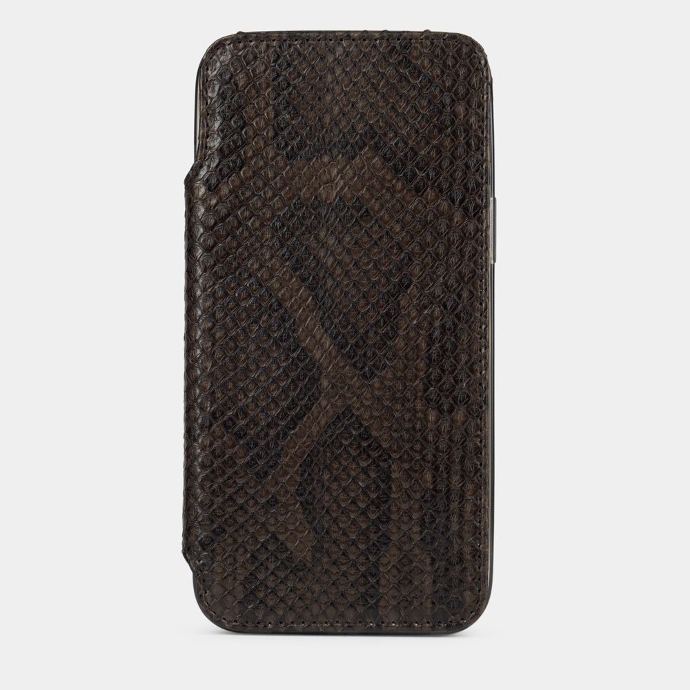 Чехол Benoit для iPhone 13 Pro из кожи питона, темно-коричневого цвета