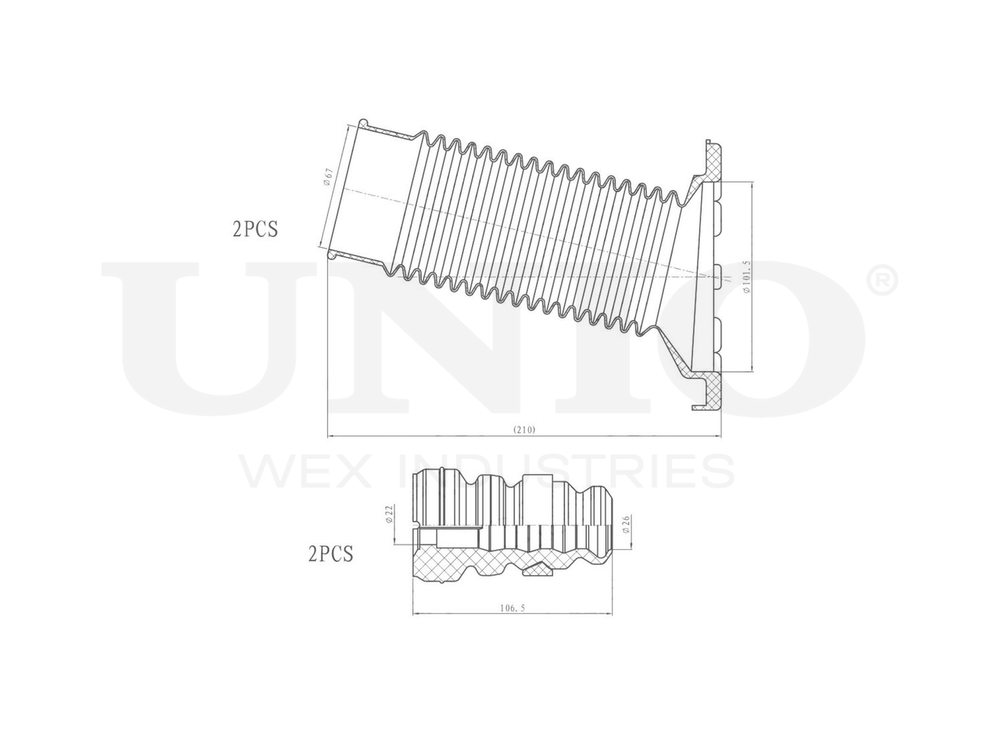 Комплект пыльник и отбойник UNIO DUC-50097