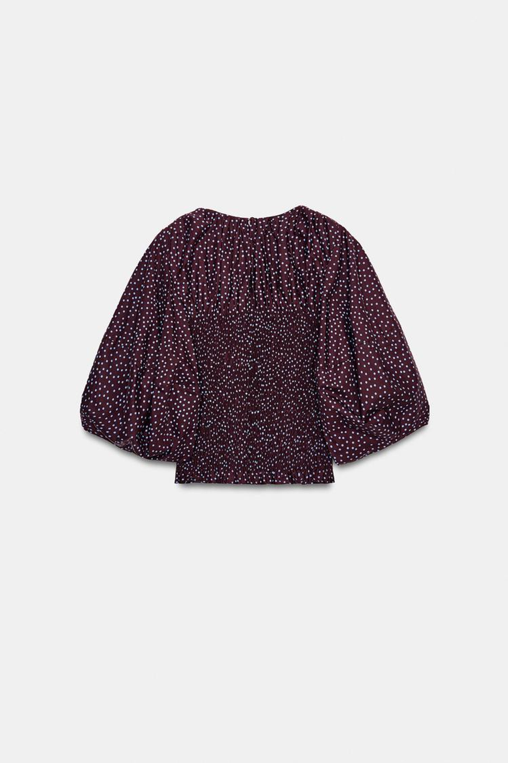 ZARA БЛУЗА В ГОРОШЕК С ОБЪЕМНЫМИ РУКАВАМИ, РАЗНОЦВЕТНЫЙ