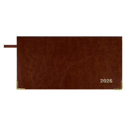 Планинг дат. 2026г 170*88мм 64л., кожзам., интегр.пер. "Сариф коричневый" ляссе