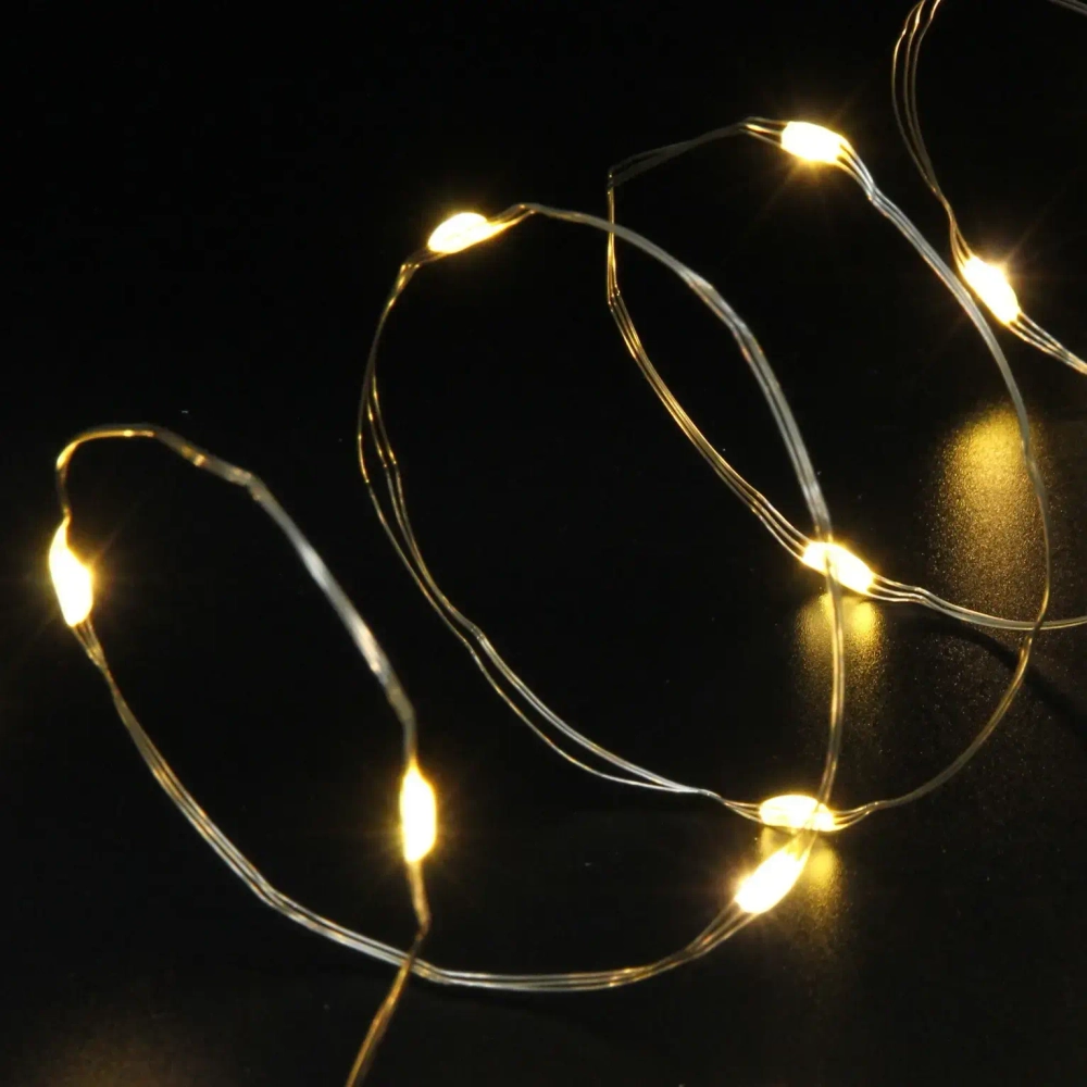 Гирлянда для дома НИТЬ «Роса» 20 м 200 ламп LED, 8 реж,IP-20, Теплый белый