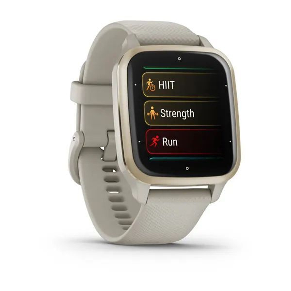 Смарт часы Garmin Venu Sq 2 Music Edition серый с безелем цвета кремового золота и силиконовым ремешком