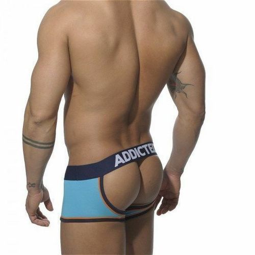 Мужские трусы джоки боксеры голубые с белой вставкой Seobean Addicted