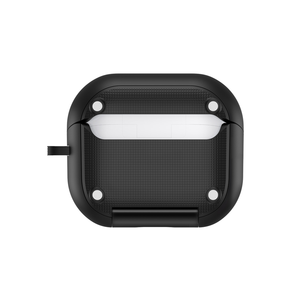 Усиленный чехол черного цвета для наушников Samsung Buds3, 3 Pro и 3 FE, серия SECQ Series (с подставкой и карабином) от Dux Ducis