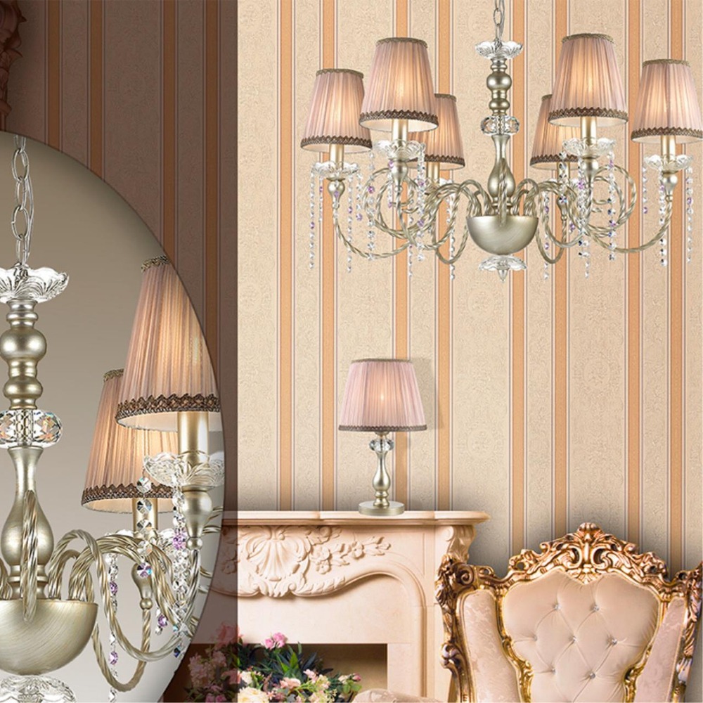 3390/1T CLASSIC ODL17 673 мат.зол/серебр.патина/хрусталь Настольная лампа E14 40W 220V AURELIA