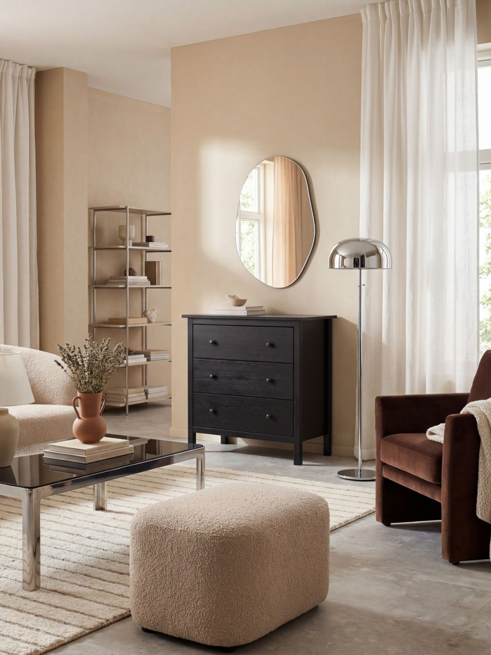 Комод, 78х38х80, Хермес, черный, с 3 ящиками, комод на ножках для одежды и игрушек, из массива дерева, IKEA