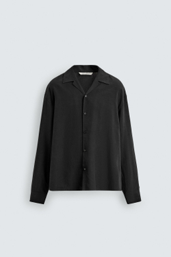 ZARA РУБАШКА RELAXED FIT ИЗ СТРУЯЩЕЙСЯ ТКАНИ, ЧЕРНЫЙ