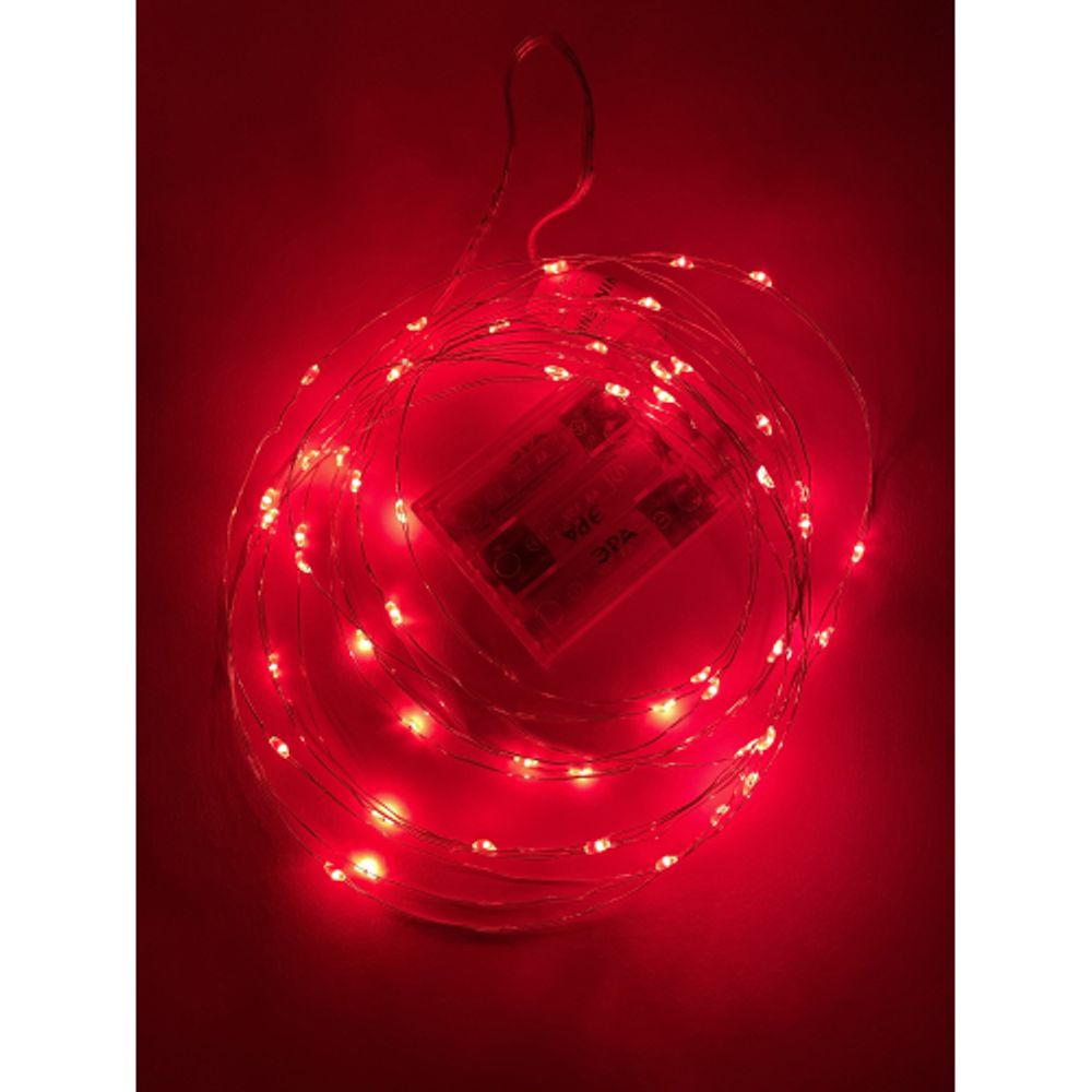Светодиодная новогодняя гирлянда ЭРА ENIN -5NR нить 5 м красный свет | Гирлянды