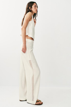 ZARA БРЮКИ С БОКОВЫМИ ВСТАВКАМИ, ЭКРЮ