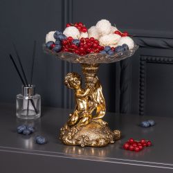 Фруктовница-конфетница Эдем со стеклянной чашей Бронза
