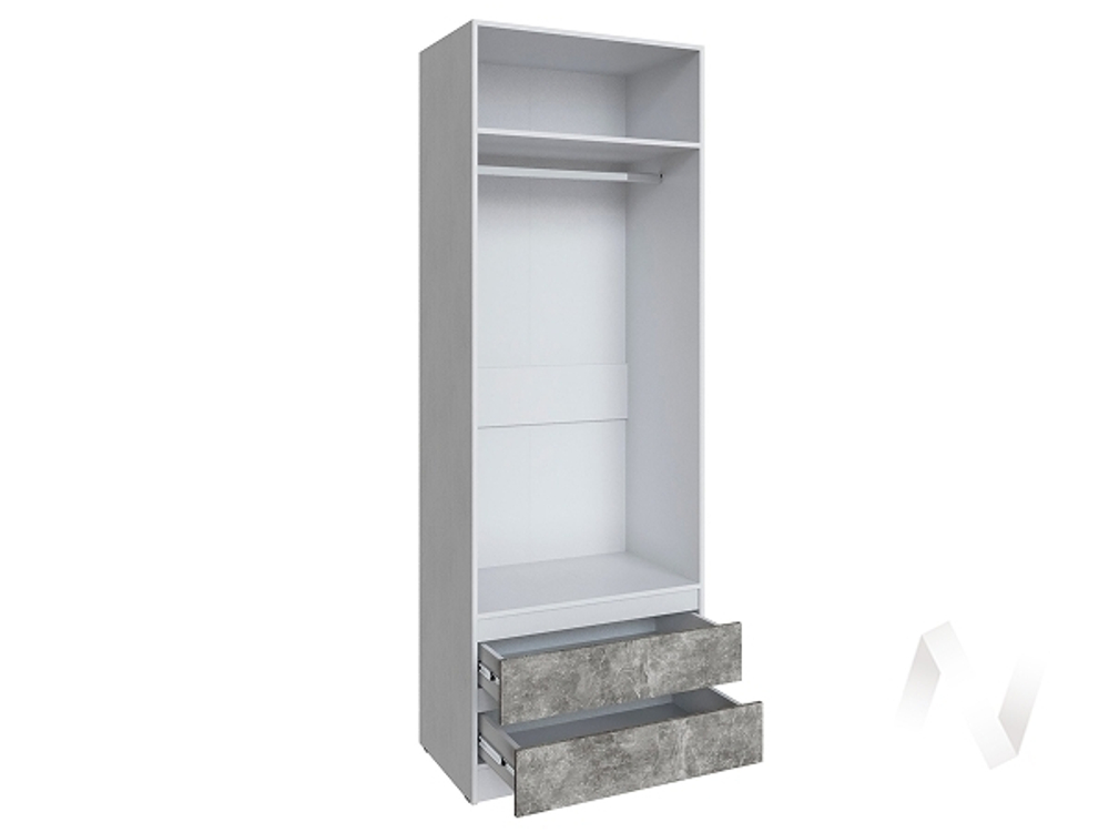 Шкаф Мадрид 0;8 с 2 ящ. без ручек без зеркала (белый/ателье светлое)