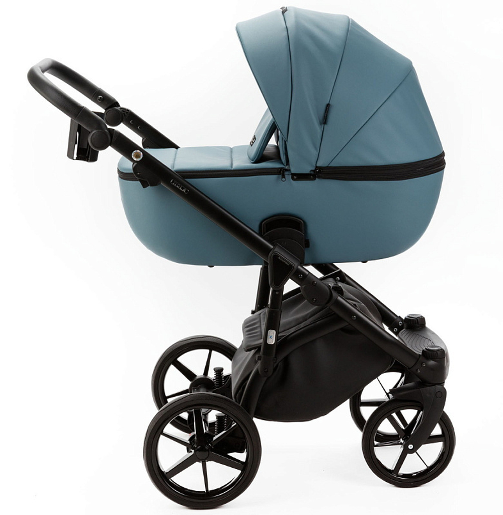 Детская коляска Adamex Nola Deluxe 2 в 1 N-SA63 (СЕРЫЙ С ГОЛУБЫМ КОЖА)