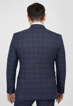 Мужской двубортный костюм (синий) В93