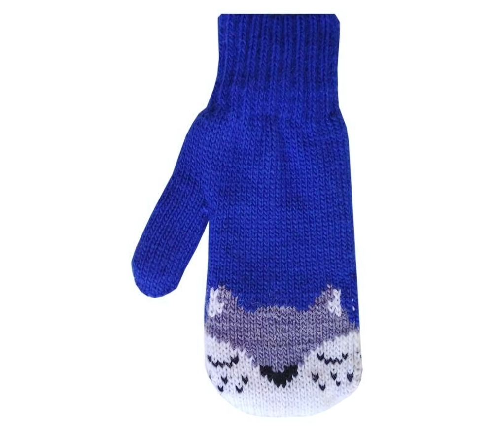 Варежки "Бельчонок" синий/джинс/белый р.14, 1 шт.
