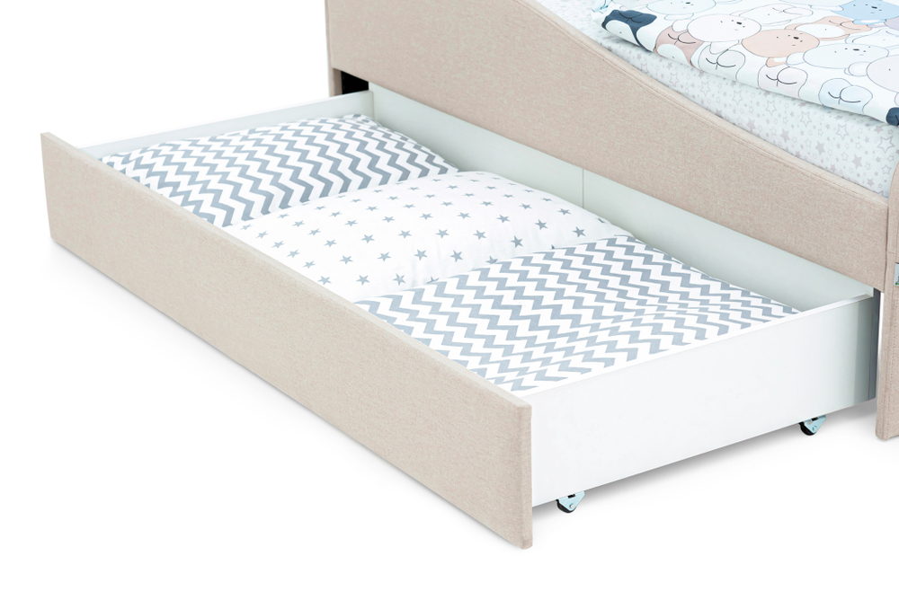 Детская мягкая кровать с ящиком Бельмарко Letmo карамель рогожка