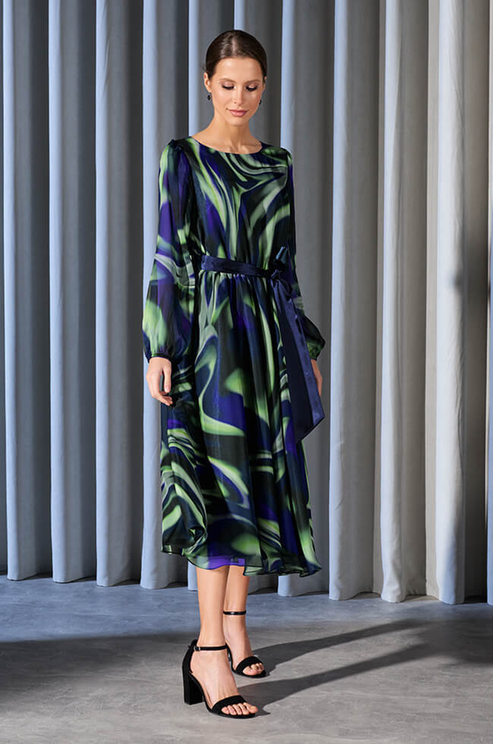 51504 Платье женское (сине-зеленый принт)