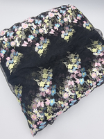 Вышивка на сетке черная/мультиколор К796 25 см