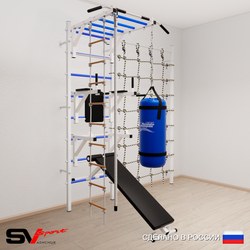 Шведская стенка Sv Sport усиленная 66510 (Турник рукоход/Брусья/Стойка/Скамья/Канат/Лестница/Цепь/Мешок 15кг/Канатный лаз)
