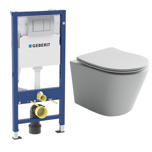 Комплект подвесной безободковый унитаз Ceramica Nova Balearica CN6000MW белый матовый с сиденьем микролифт + инсталляция Geberit Delta 458.163.21.1 с панелью смыва, хром глянцевый