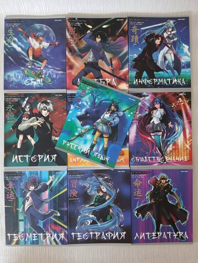 Комплект предметных тетрадей 48 листа А5+. "Аниме", общая. Формат А5+(163*203 мм). Арт.48-9421. С полями. 10 шт.