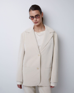 Жакет свободного кроя из искусственной замши молочный