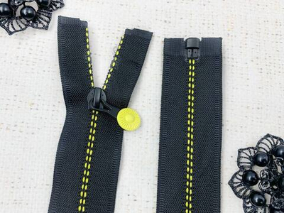 Молния спираль потайная, Т7, 78 см, чёрный с жёлтым