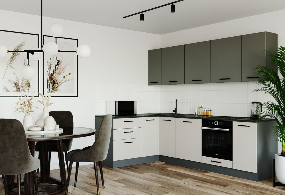 Кухонный гарнитур угловой Лофт 2600 1600 мм глубокая столешница 26 мм, ЛДСП, просторная угловая кухня с вместительными шкафами, ящиками