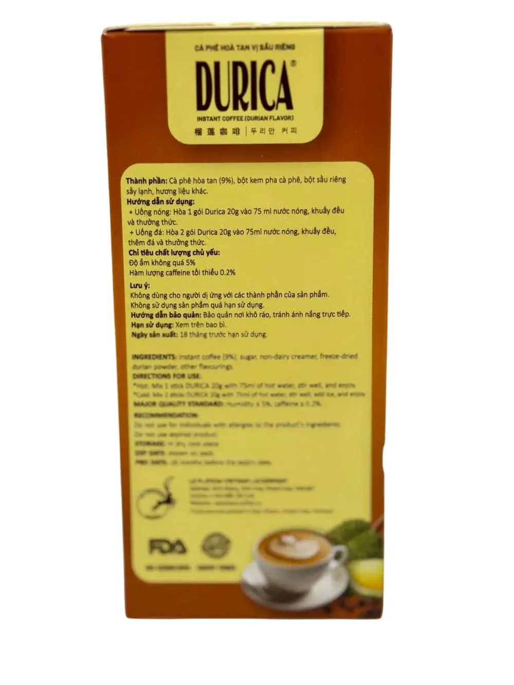 Кофе растворимый дуриан DURICA Coffe, Ca phe hoa tan 200гр.