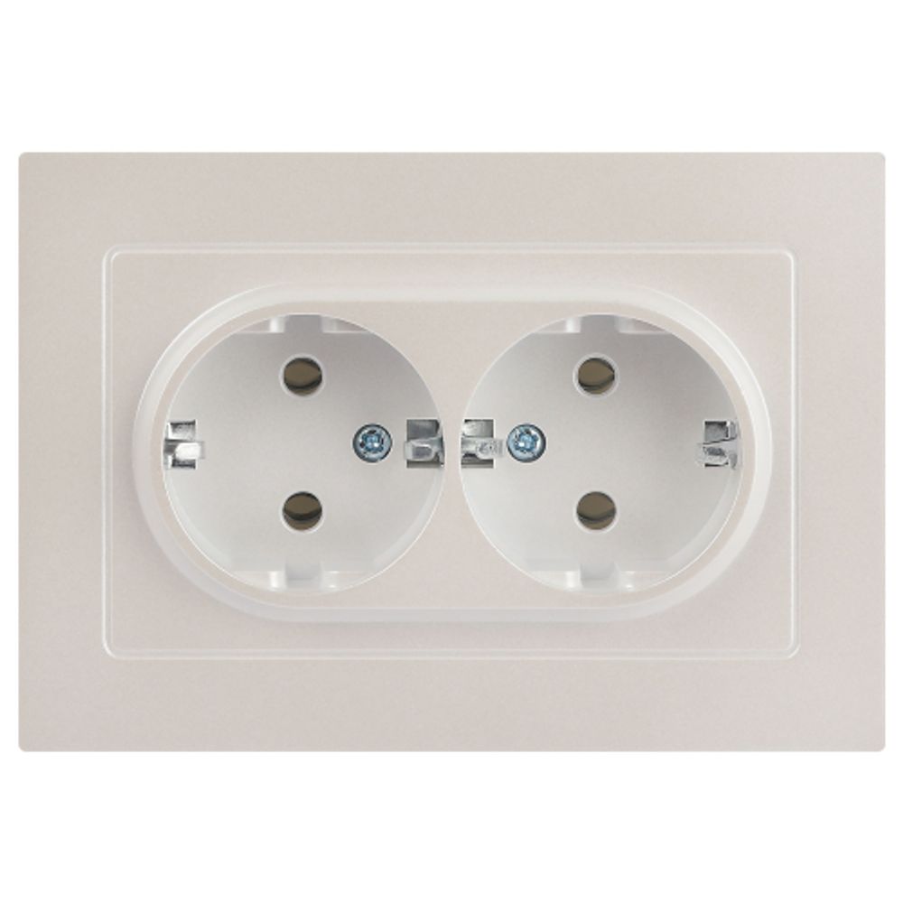 Розетка Intro Accent 6-205-06 двойная с заземлением 2X2P+E Schuko 16А-250В IP20 СУ AL/CU перламутр | Intro