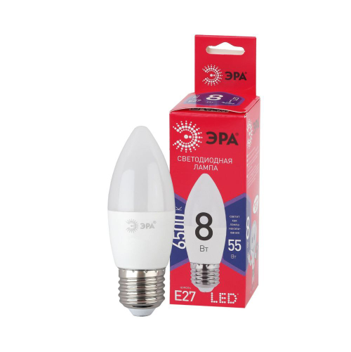 ЭРА ECO Лампа светодиод. свеча B35 E27 8W(640lm) 6500K 6K 100х35 B35-8W-865-E27 5918