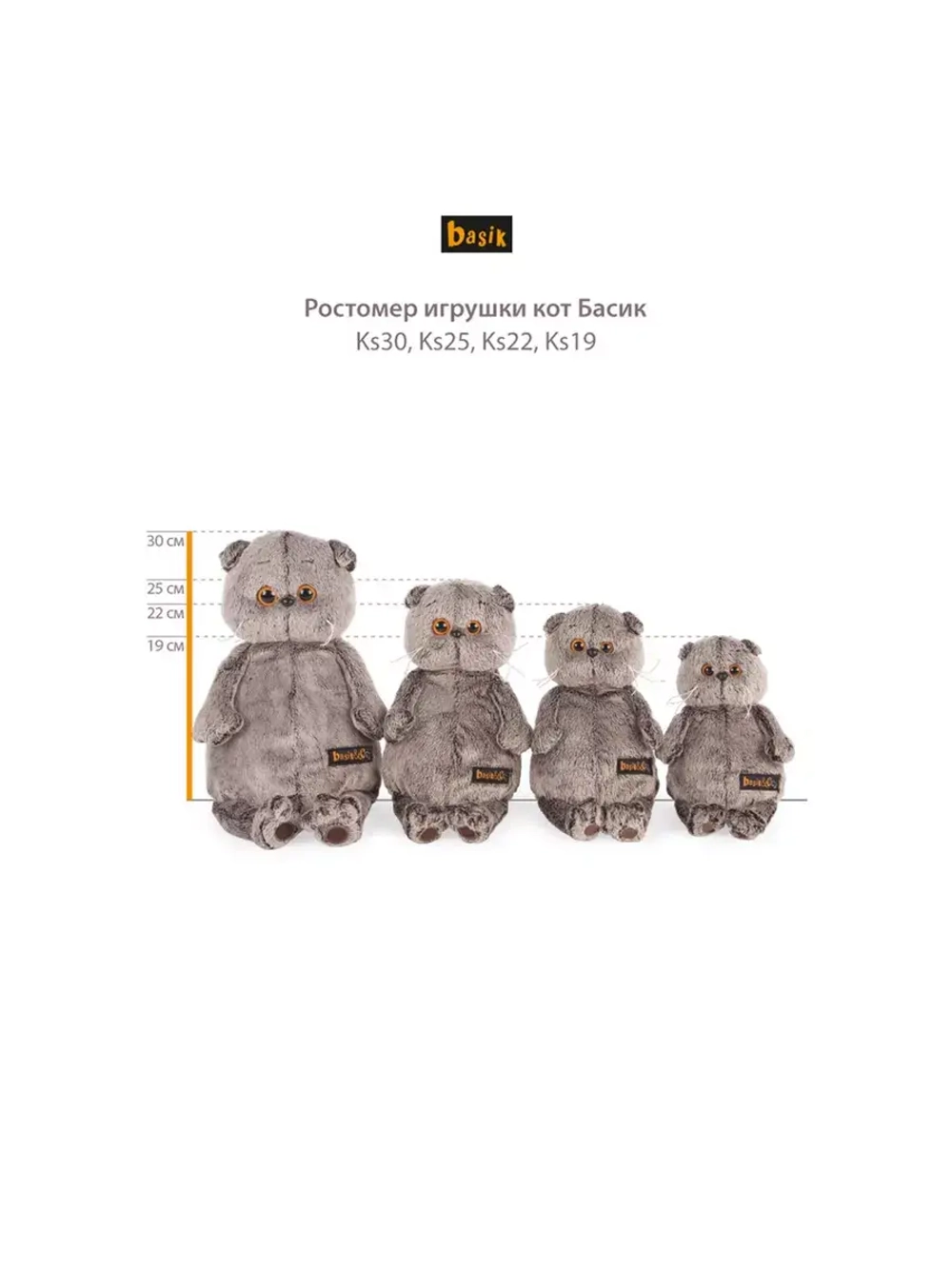 Мягкая игрушка Кот Басик в комбинезоне 19 см Ks19-199
