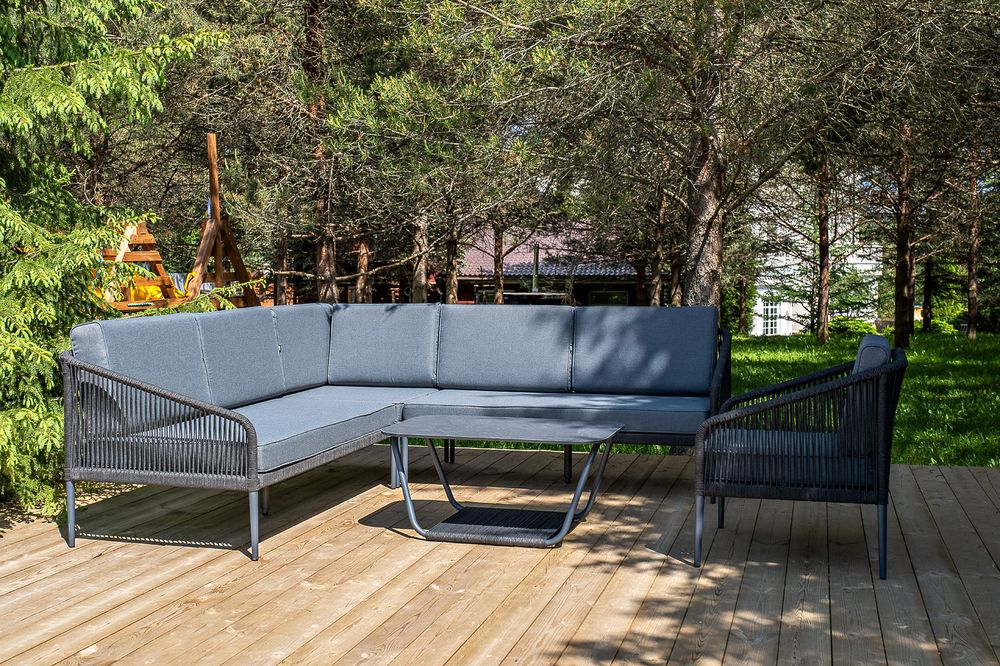 "Канны" модульная угловая лаунж-зона из роупа (веревки), цвет темно-серый