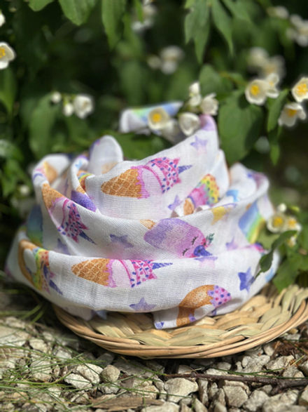 Муслиновая пеленка 2-х слойная Радужные сладости