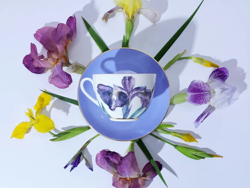 Чашка с блюдцем L’Art des Fleurs (Искусство цветов) в подарочной упаковке, форма Весенняя 2, рисунок Аметистовое пламя, арт 81.33403.00.1